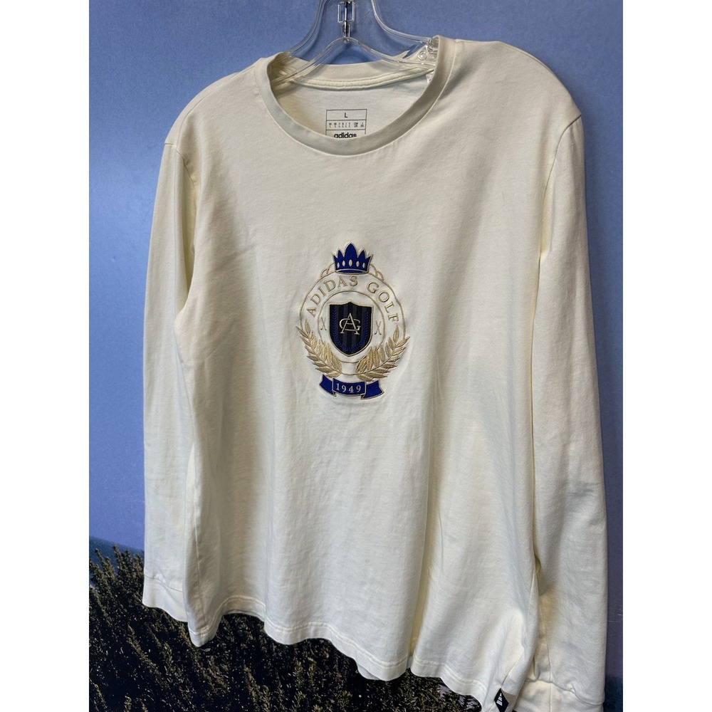 New Adidas Golf‎ Go-To Crest Graphic Long Sleeve T-Shirt 100% Cotton Size L